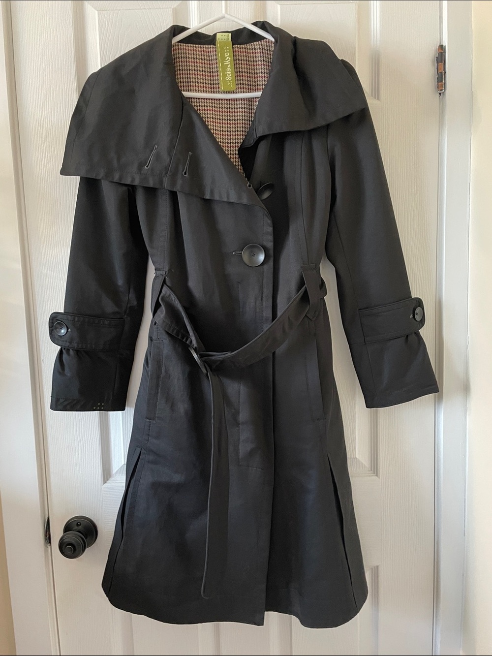 Stunning y2k Soia & Kyo black trench coat XL